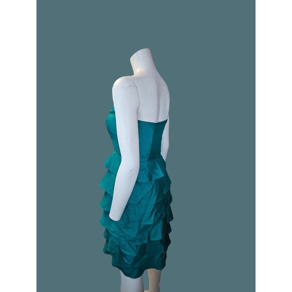 TAHARI Strapless Teal Ruffle Layered Cocktail Dress Women Size 4 - Picture 5 of 8